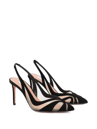 Aquazzura Mesh Panel Pointed Toe Stiletto Heel Pumps
