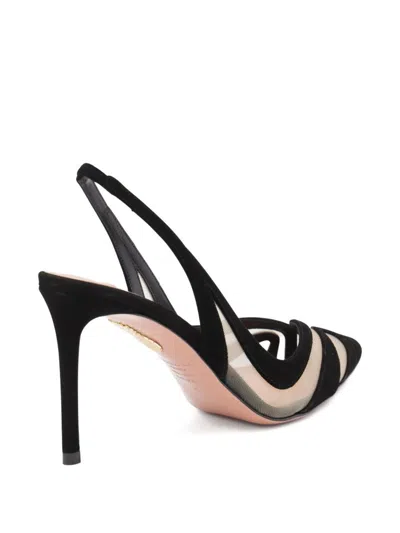 Aquazzura Mesh Panel Pointed Toe Stiletto Heel Pumps