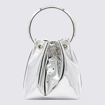 Jimmy Choo Bon Bon Mirror Fabric With Metal Handle In Silver