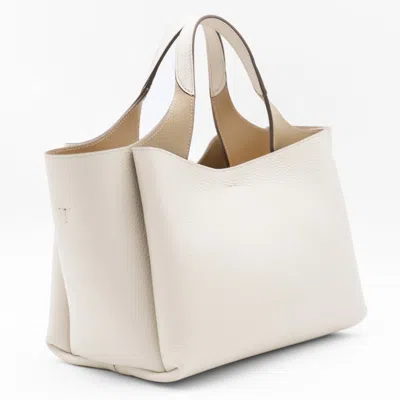 Tod's Tote Bag Leather Dual Handles In White