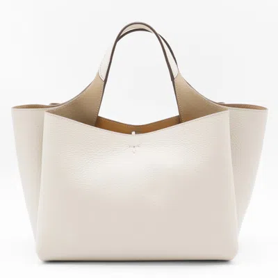 Tod's Tote Bag Leather Dual Handles In White