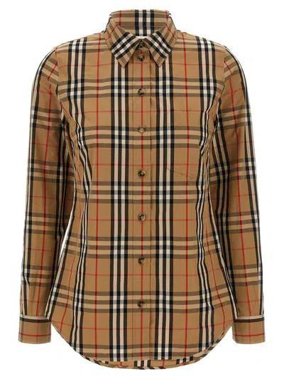 Burberry 'curved Hem Buttoned Cuffs Long Sleeves Shirt' In Brown