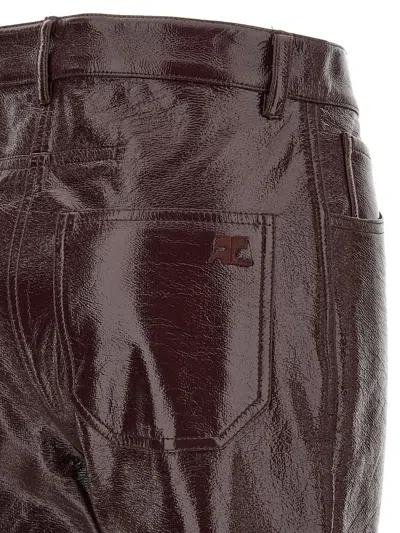 Courrèges Shiny Finish Trousers Reedition Pockets In Brown