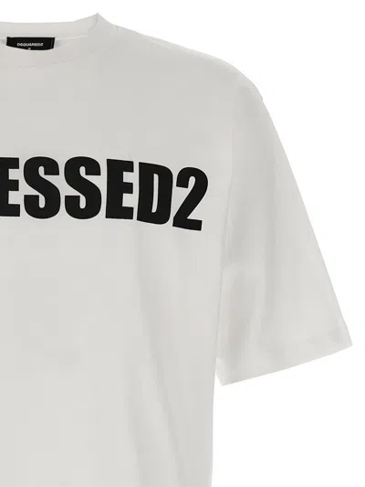 Dsquared2 Solid Color Cool Fit Crew-neck T-shirt With Printed Logo In White