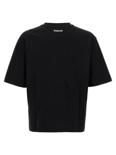 Dsquared2 Black Crewneck T-shirt With Maxi Logo Lettering On The Front In Black