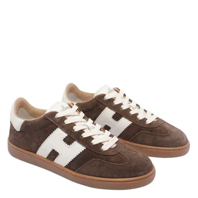 Hogan Low-top Suede Sneakers With Contrasting Stripe In Brown