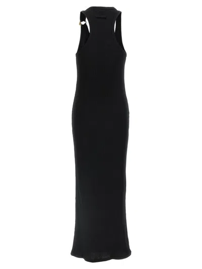 Jean Paul Gaultier Womens Black Ribbed Scoop-neck Cotton-jersey Midi Dress In Black