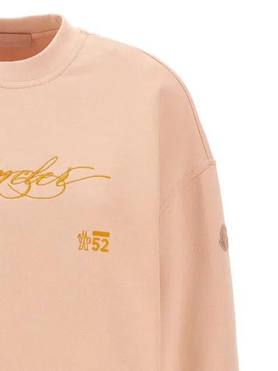Moncler Crew Neck Embroidered Sweatshirt In Neutral