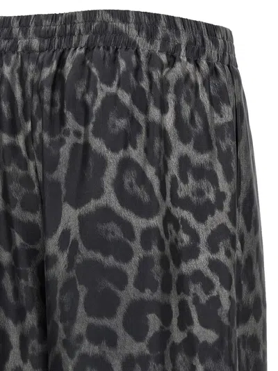 Stella Mccartney Wide Leg Animal Print Trousers With Elastic Waistband In Black