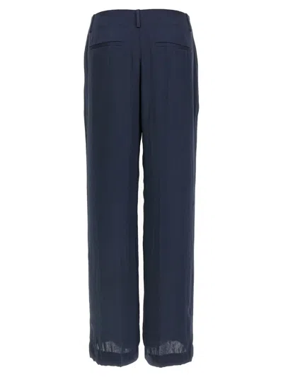 Theory Silk Effect Trousers In Blue