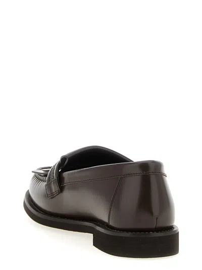 Brunello Cucinelli Leather Loafers Featuring Fringe Detail In Brown