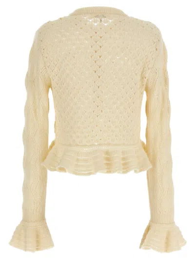 Chloé Pointelle Cardigan Sweaters And Cardigans White In Nude