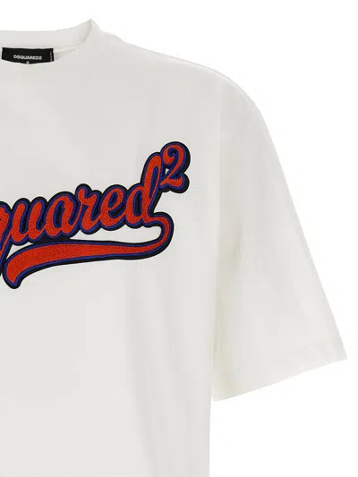 Dsquared2 Mens White Embossed Text-print Loose-fit Cotton T-shirt Xl In White