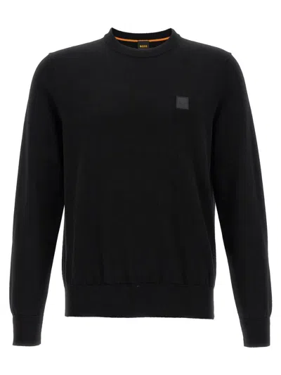 Hugo Boss Cotton-cashmere Regular-fit Sweater With Logo Patch In Black