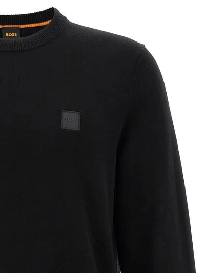 Hugo Boss Cotton-cashmere Regular-fit Sweater With Logo Patch In Black