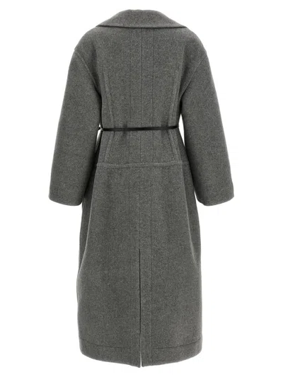 Jil Sander Single-breasted Belted Coat In Gray