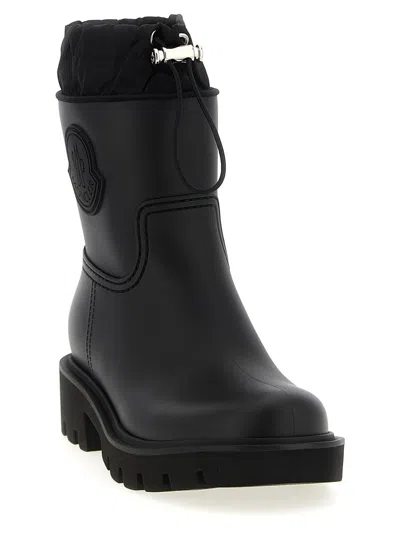 Moncler Kickstream Rubber Wellington Ankle Boots In Black