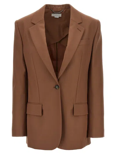 Stella Mccartney Single-breasted Wool Blazer In Brown
