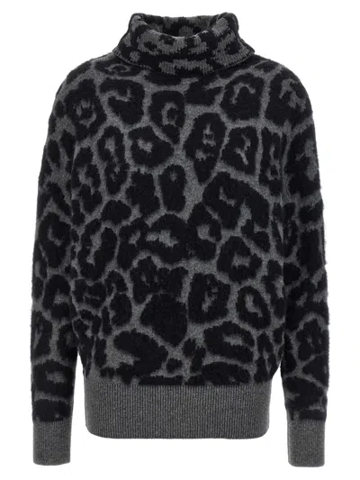 Stella Mccartney Turtle-neck Sweater Sweaters And Cardigans Gray In Animal Print