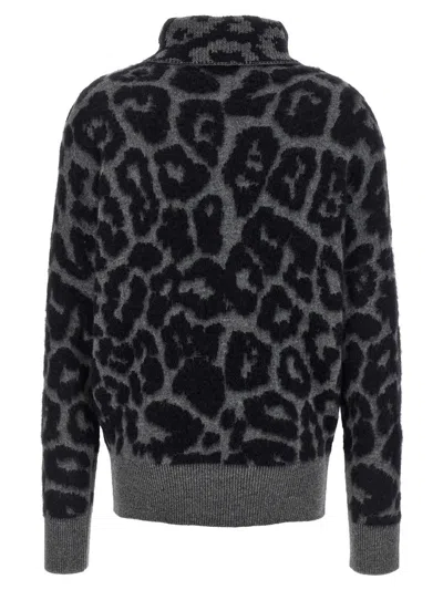 Stella Mccartney Turtle-neck Sweater Sweaters And Cardigans Gray In Animal Print