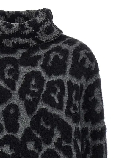 Stella Mccartney Turtle-neck Sweater Sweaters And Cardigans Gray In Animal Print