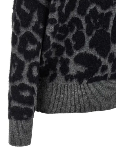Stella Mccartney Turtle-neck Sweater Sweaters And Cardigans Gray In Animal Print