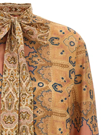 Valentino 'imaginary Journey' Patterned Shirt With Bow Tie In Multi