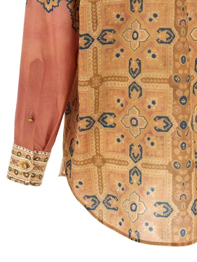 Valentino 'imaginary Journey' Patterned Shirt With Bow Tie In Multi