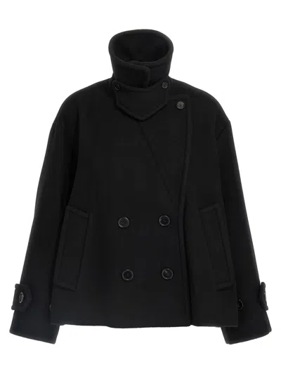 Chloé Double Breasted Wool Coat In Black