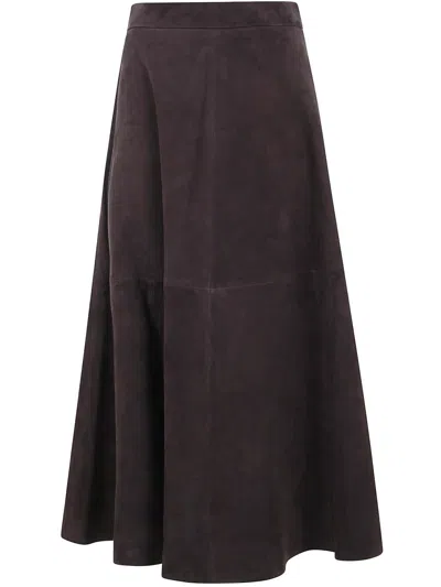 Rohe A-line Suede Midi Skirt In Brown