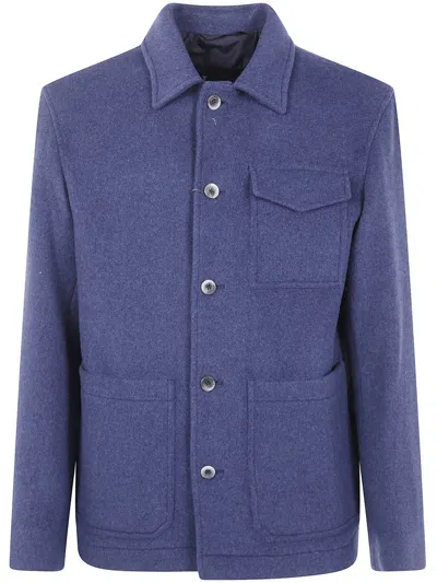 Herno Shirt Collar Field Jacket In Blue
