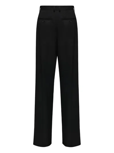 Mm6 Maison Margiela Mm6 By Maison Margiela High-waisted Black Tailored Pants With Wide-leg Silhouette In Black