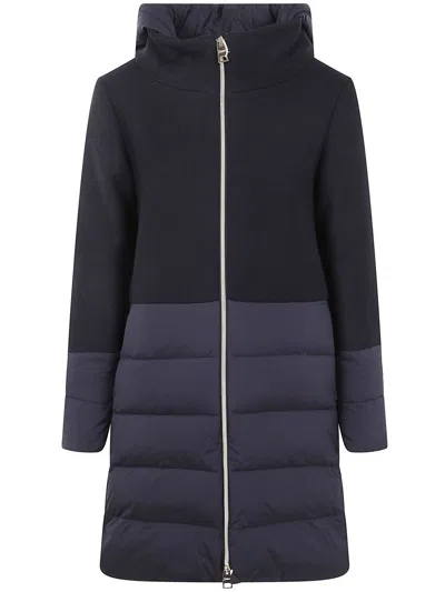 Herno Mix Fabric Medium Jacket In Blue