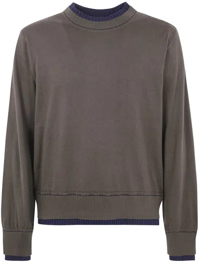 Sacai Cashmere Cotton Knit Pullover In Brown