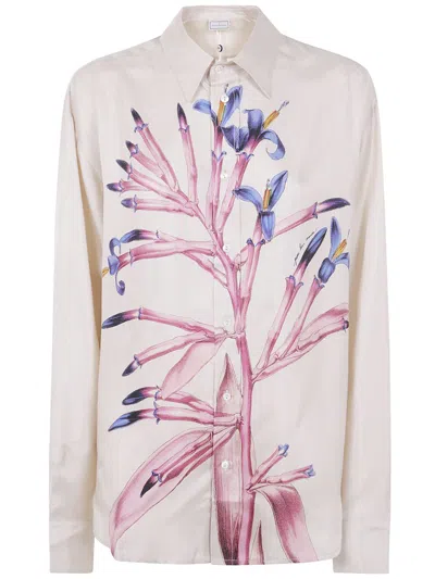 Pierre-louis Mascia Printed Silk Shirt In Neutral