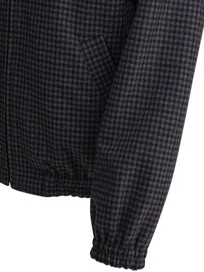 Apc Gilbert Zip-up Houndstooth Jacket In Black