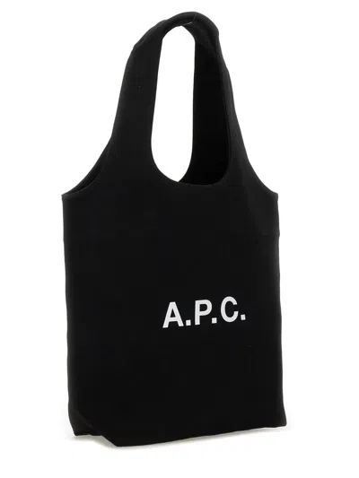 Apc A.p.c. Black Canvas Small Ninon Shopping Bag