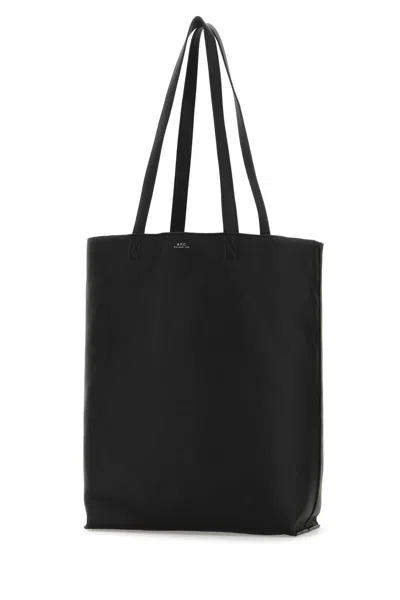 Apc A.p.c. Black Leather Maiko Shopping Bag In Black