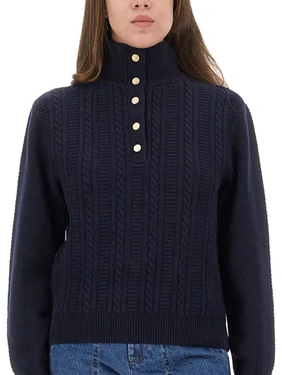 Apc A.p.c. Thea Wool Turtle Neck Sweater In Blue