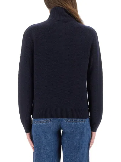 Apc A.p.c. Thea Wool Turtle Neck Sweater In Blue