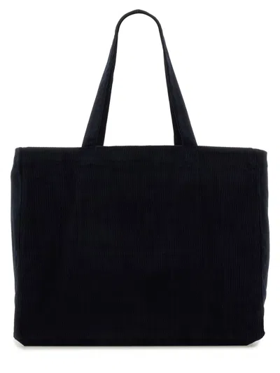 Apc A.p.c. Dark Blue Corduroy Diane Shopping Bag In Blue