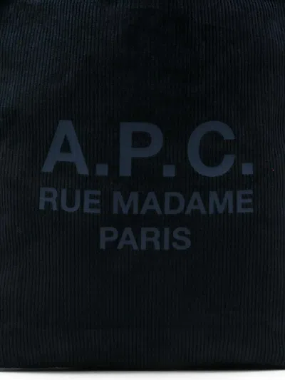 Apc A.p.c. Dark Blue Corduroy Lou Shopping Bag In Blue