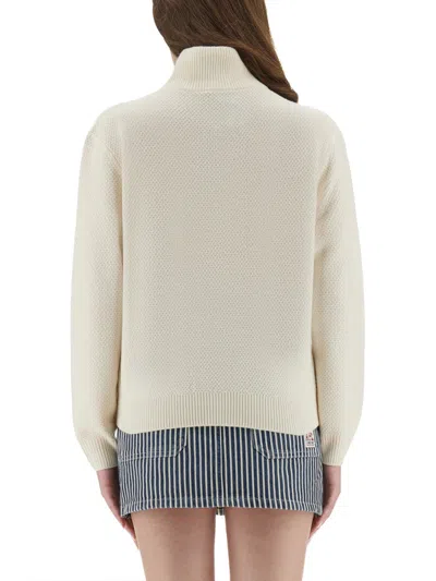 Apc A.p.c. Textured Knit High Collar Shirt With Ribbed Detailing In Pink