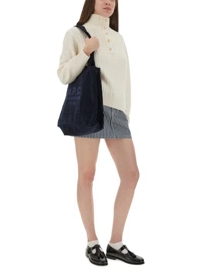 Apc A.p.c. Textured Knit High Collar Shirt With Ribbed Detailing In Pink