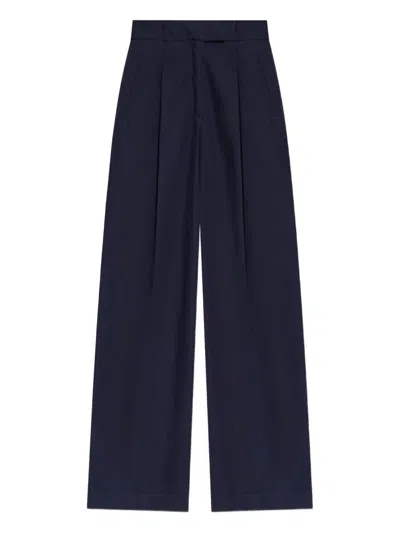 Apc A.p.c. Veronica Pleated Cotton Trousers Clothing In Blue
