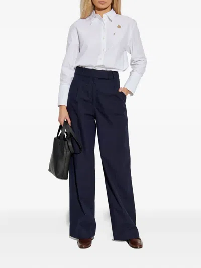 Apc A.p.c. Veronica Pleated Cotton Trousers Clothing In Blue