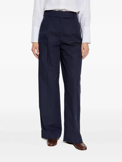 Apc A.p.c. Veronica Pleated Cotton Trousers Clothing In Blue