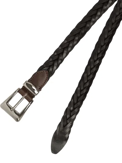Adriano Meneghetti Black Leather Belt In Black