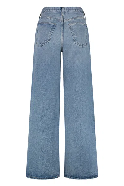Agolde Light Blue Wide Jeans In Cotton Blend Denim Woman In Blue