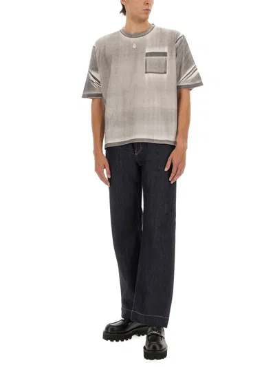 Alexander Mcqueen Wide Leg Denim Contrast Stitching